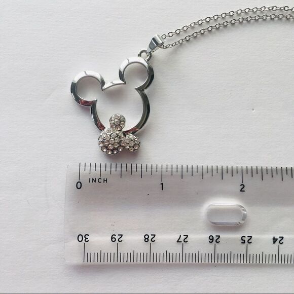 Disney Crystal Double Mickey Mouse Head Necklace NWT - Picture 7 of 8